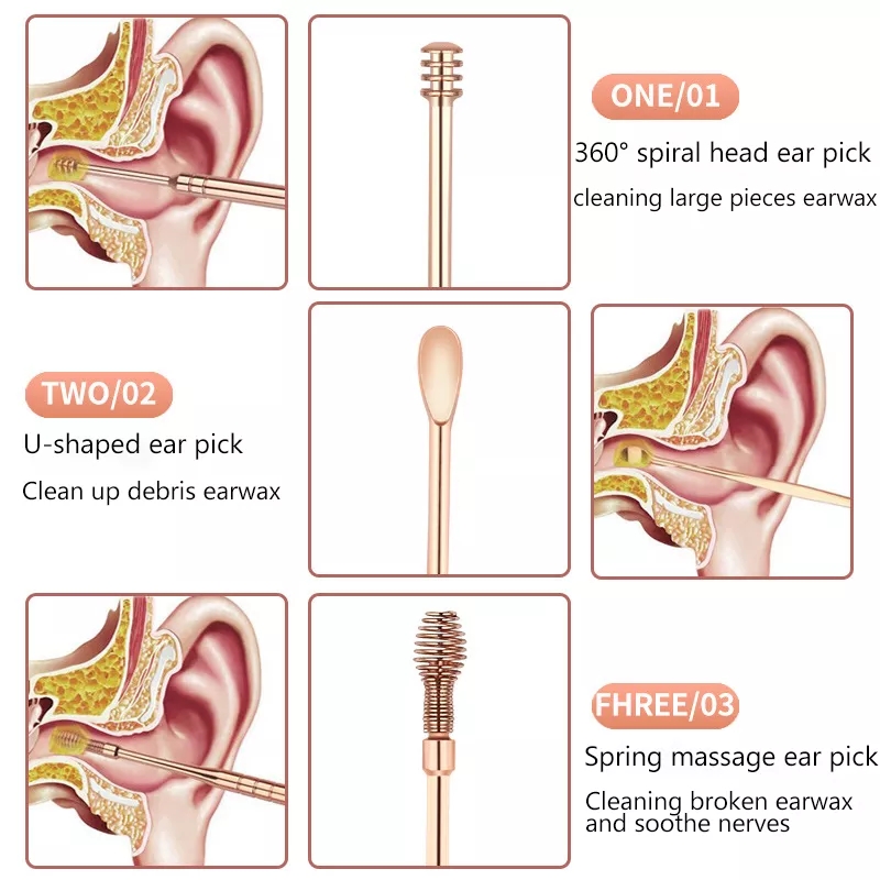 مجموعه 6 عددی ابزار تمیز کننده گوش